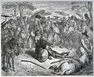 Don Quichotte battu au milieu d