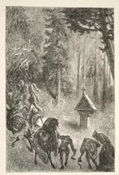 Escortant Guenever de Cameliard, des Histoires des jours du roi Arthur par Charles Henry Hanson, pub.1898