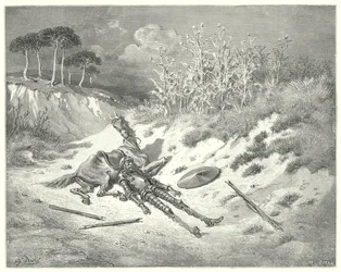 Don Quichotte de Gustave Doré : "Hélas ! où êtes-vous, chère dame, que pour mon malheur vous ne pleurez pas ?"