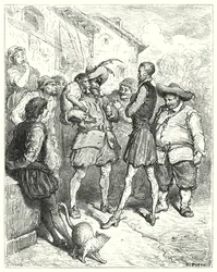 Don Quichotte de Gustave Doré : "À ces mots, Don Quichotte resta stupéfait" (gravure)