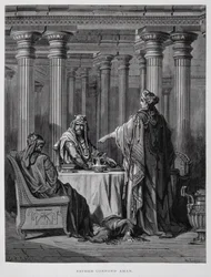 Haman dénoncé par la reine Esther, Illustration de la Bible de Doré