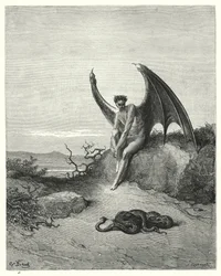 Illustration par Gustave Doré pour Le Paradis perdu de Milton, Livre IX, vers 182, 183
