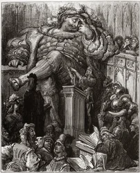 Illustration de Gustave Doré pour La vie inestimable du grand Gargantua de François Rabelais - illustration de « Gargantua et Pantagruel » de François Rabelais - gravure de Gustave Doré (1832-1883)