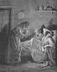 Illustration pour La vieille femme et les deux servantes, de 