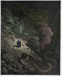 Enfer, chant 17 : Géryon, symbole de la tromperie, illustration de « La Divine Comédie » de Dante Alighieri, 1885