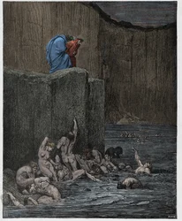Enfer, Chant XVIII : Séducteurs et flatteurs dans le huitième cercle, illustration de « La Divine Comédie » de Dante Alighieri, 1885