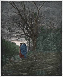 Enfer, chant I : la louve apparaît, illustration de la Divine Comédie de Dante Alighieri, 1885
