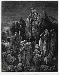 Jacob et ses fils arrivent en Égypte, Illustration de la Bible de Doré