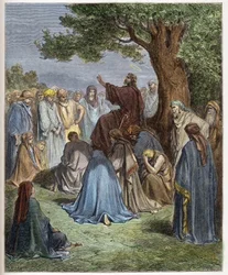 Jésus prêchant à la foule - gravure dans « La Bible illustrée » par Gustave Doré (1832-1883) - Gravure de « La Bible de Doré »