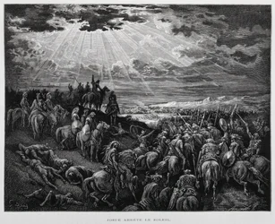 Josué arrête le soleil, Illustration de la Bible de Doré