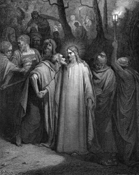 Judas trahissant le Christ par un baiser