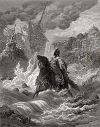 Mohammed II (1432-81) devant Constantinople en 1453, illustration de 