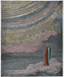 Paradis, chant 28 : La scintillante cohorte du ciel, illustration tirée de « La Divine Comédie » de Dante Alighieri, 1885