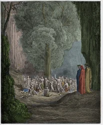 Purgatorio, chant 24 : les âmes des gourmands criant sous l