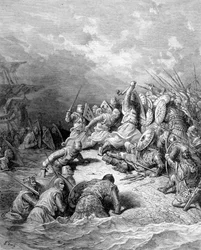 Richard Cœur de Lion délivre la ville de Joppé - gravure par Gustave Doré