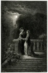 Sigognac et Isabelle : amoureux enfin réunis au clair de lune. À la fin, l