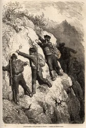 Contrebandiers de la Serrania de Ronda. Dessin de Gustave Doré (1832-1883), pour illustrer son voyage en Espagne en 1862, avec Ch. Davillier. Gravure dans « Le tour du monde », édité par Edouard Charton