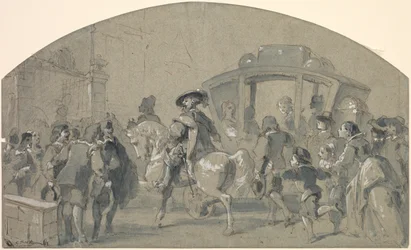 Scène de rue recto, croquis verso, vers 1848-49