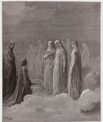 La Divine Comédie, Paradiso, Chant 3: Le premier royaume: Piccarda Donati et les âmes dont les vœux avaient été rompus - par Dante Alighieri (1265-1321) - Illustration de Gustave Doré (1832-1883)