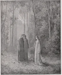 La Divine Comédie, Purgatorio, Chant 5 : Dante parle avec Pia de Tolomei - par Dante Alighieri (1265-1321) - Illustration par Gustave Doré (1832-1883)