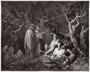 La Divine Comédie, Enfer, Chant 13: Les suicidés dans la forêt - Illustration de Gustave Doré