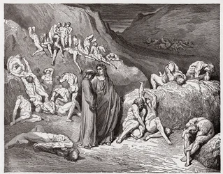 La Divine Comédie, Inferno, Chant 29 : Les faussaires et les faussaires tourmentés par des démangeaisons - par Dante Alighieri (1265-1321) - Illustration par Gustave Doré (1832-1883)