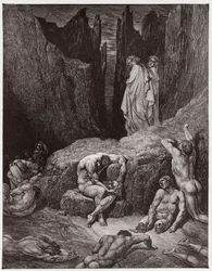 La Divine Comédie, Enfer, Chant 29 : Virgile réprimande la curiosité de Dante (Illustration de Gustave Doré)