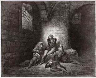 La Divine Comédie, Inferno, Chant 33 : Ugolin et ses fils emmurés et affamés - par Dante Alighieri (1265-1321) - Illustration de Gustave Doré (1832-1883).