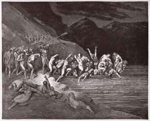 La Divine Comédie, Enfer, Chant 3 : Les âmes damnées embarquent pour traverser l