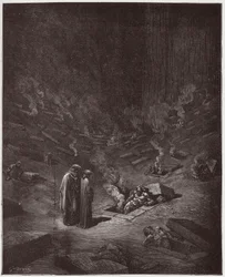 La Divine Comédie, Enfer, Chant 9 : Les sépulcres brûlants des hérétiques (Illustration de Gustave Doré)