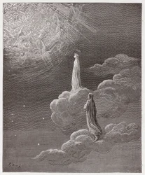 La Divine Comédie, Paradis, Chant 14: Dante et Béatrice traduits dans la sphère de Mars - Illustration de Gustave Doré
