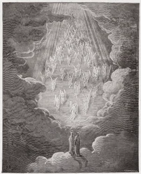 La Divine Comédie, Paradiso, Chant 21 : Béatrice et Dante dans la sphère de Saturne - par Dante Alighieri (1265-1321) - Illustration par Gustave Doré (1832-1883)