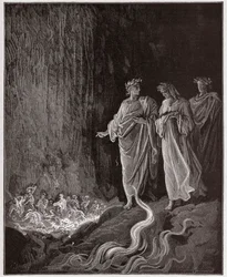 La Divine Comédie, Purgatorio, Chant 25 : Les poètes dans le septième cercle - par Dante Alighieri (1265-1321) - Illustration par Gustave Doré (1832-1883)