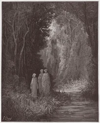 La Divine Comédie, Purgatoire, Chant 28: Dante, Virgile et Stace dans l