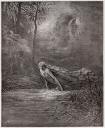 La Divine Comédie, Purgatorio, Chant 31 : Dante submergé dans le fleuve Léthé - par Dante Alighieri (1265-1321) - Illustration de Gustave Doré (1832-1883).