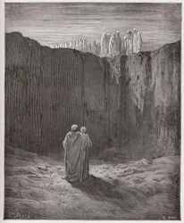 La Divine Comédie, Purgatoire, Chant 3: La compagnie des âmes sur la falaise - Illustration de Gustave Doré