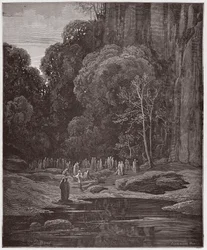 La Divine Comédie, Purgatorio, Chant 5 : Les repentants tardifs chantant le Miserere - par Dante Alighieri (1265-1321) - Illustration de Gustave Doré (1832-1883).