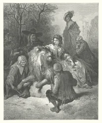 Les Fables de La Fontaine : Le Lion amoureux (gravure)