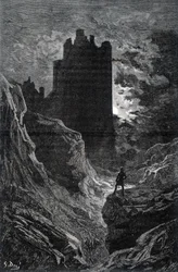 Le château de la peur - illustration de la peur par Gustave Doré, gravure