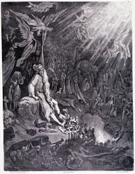 Le dernier jugement mettra fin à votre tourment... Planche XII - Illustration par Gustave Doré (1832-1883), pour La légende du Juif errant par Pierre Dupont, édition Librairie du magasin pittoresque, Paris 1862