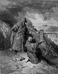 Le dernier des rois maures quitte Grenade - gravure de Gustave Doré
