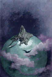 Vision de la Mort assise sur le globe avec son imitation. Illustration de Gustave Doré