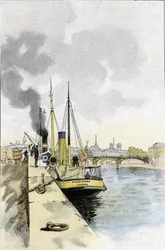 Bateaux anglais près du pont des Saints-Pères ou Carrousel, Paris (dessin de Gustave Fraipont)