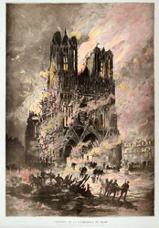 La cathedrale de Reims en feu