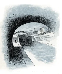 Les écluses du canal Saint-Martin, Paris (dessin de Gustave Fraipont)