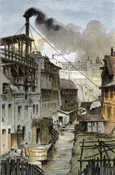 Vue de la rivière Bièvre depuis le boulevard Port Royal, Paris Dessin de Gustave Fraipont (1849-1923) tiré de « La Seine à travers Paris » par Saint-Juirs