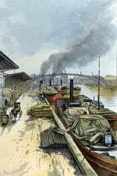 Vue du Canal de la Villette à Paris (dessin de Gustave Fraipont)