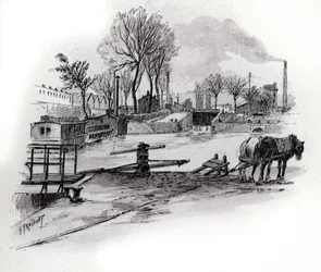 Vue du canal Saint-Denis et du quai de la Gironde à la Villette, Paris