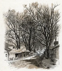 Vue du nouvel entrepôt de la rue Léopold, Bercy, Paris (dessin de Gustave Fraipont)
