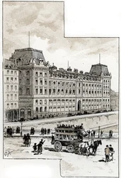 Vue du commissariat de police sur le quai des Orfèvres, Paris (dessin de Gustave Fraipont)